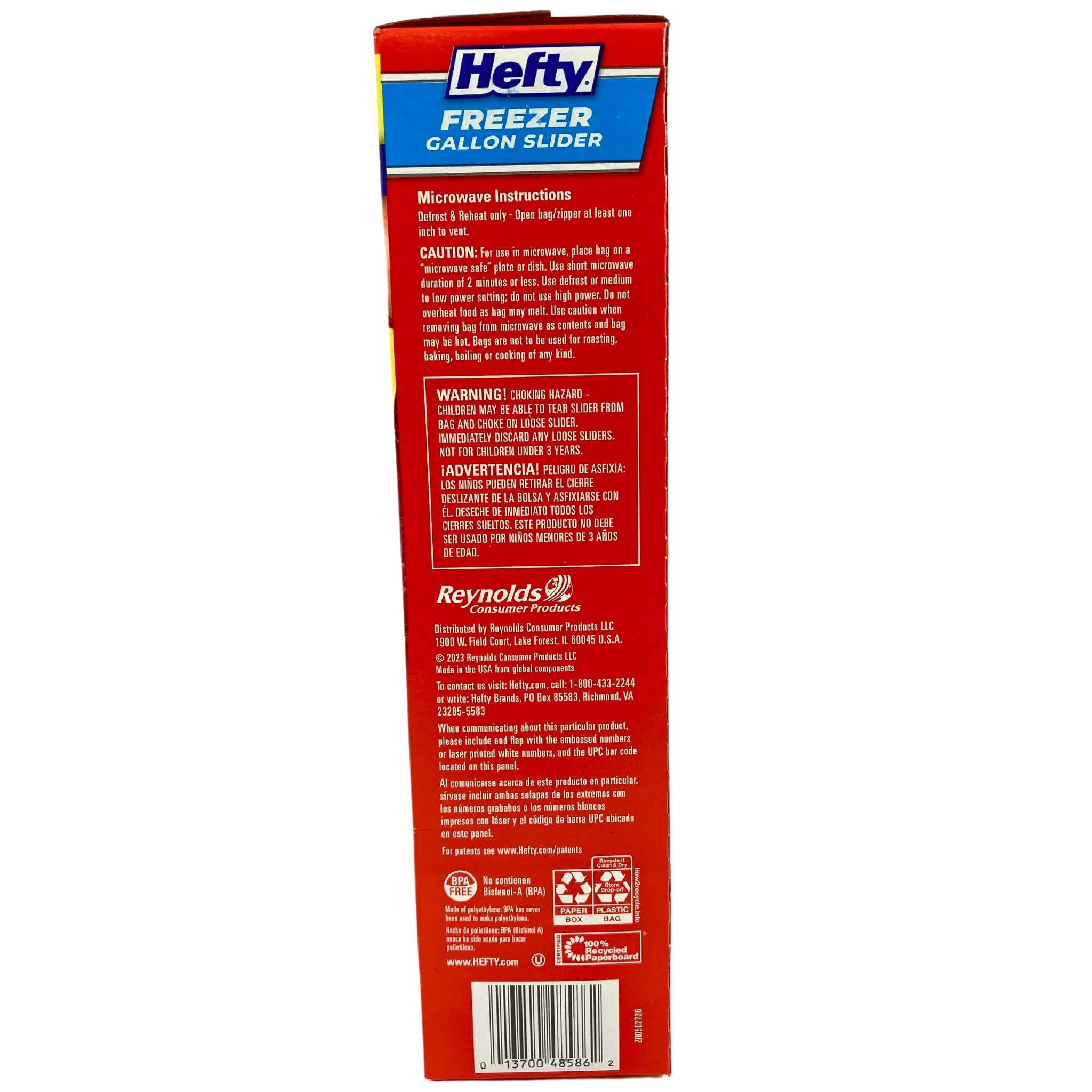 Hefty Freezer Slider Gallon 40 Count Stand & Fill Expandable Bottom Value Pack (27 Pcs Lot)