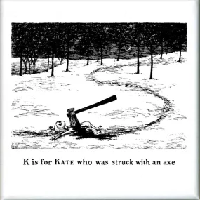 K is for Kate who was struck with an ax Square Magnet