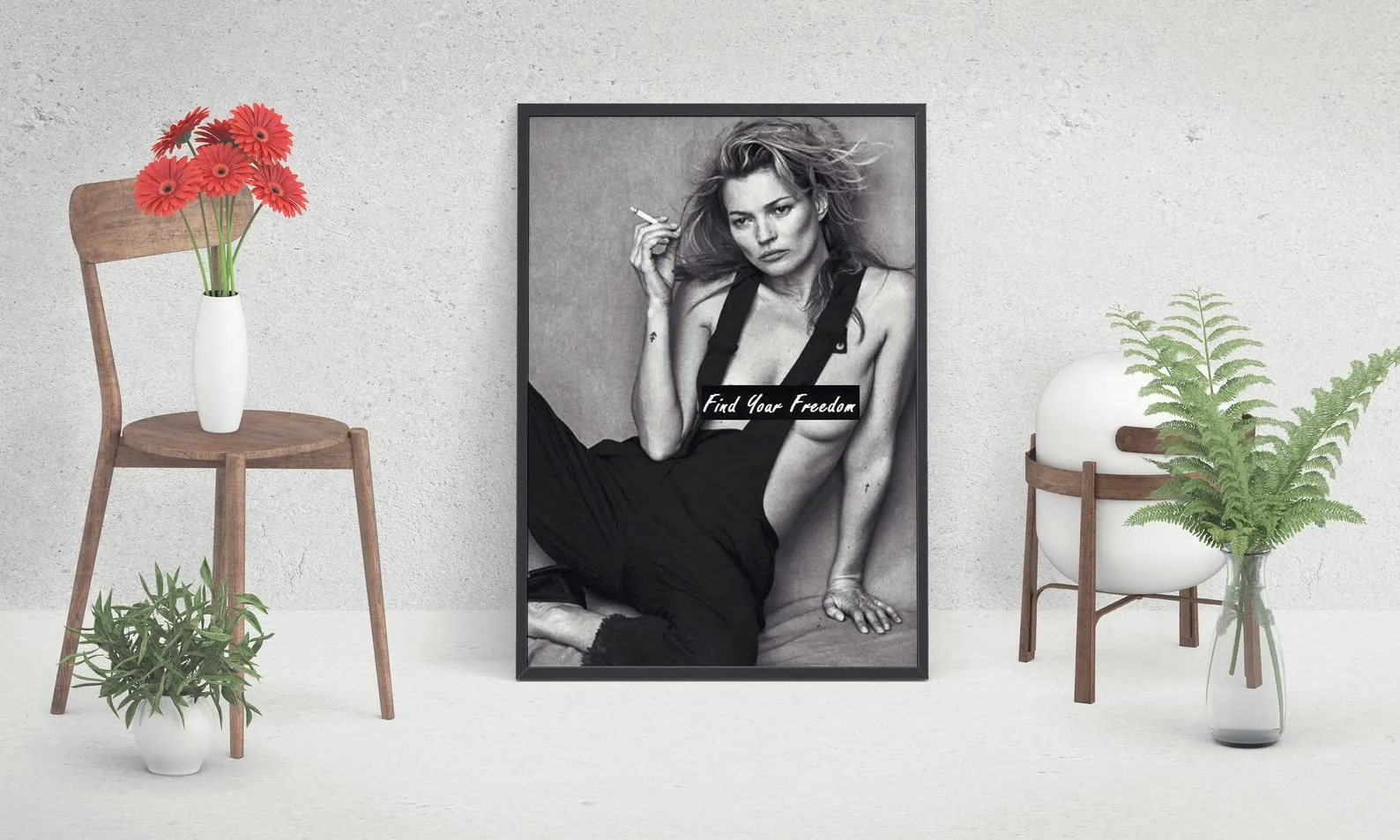 Kate Moss Black And White Poster, Custom Canvas, Model Poster, Custom Poster, Home Decor, Wall Hangings, Kate Moss Fashion Photography