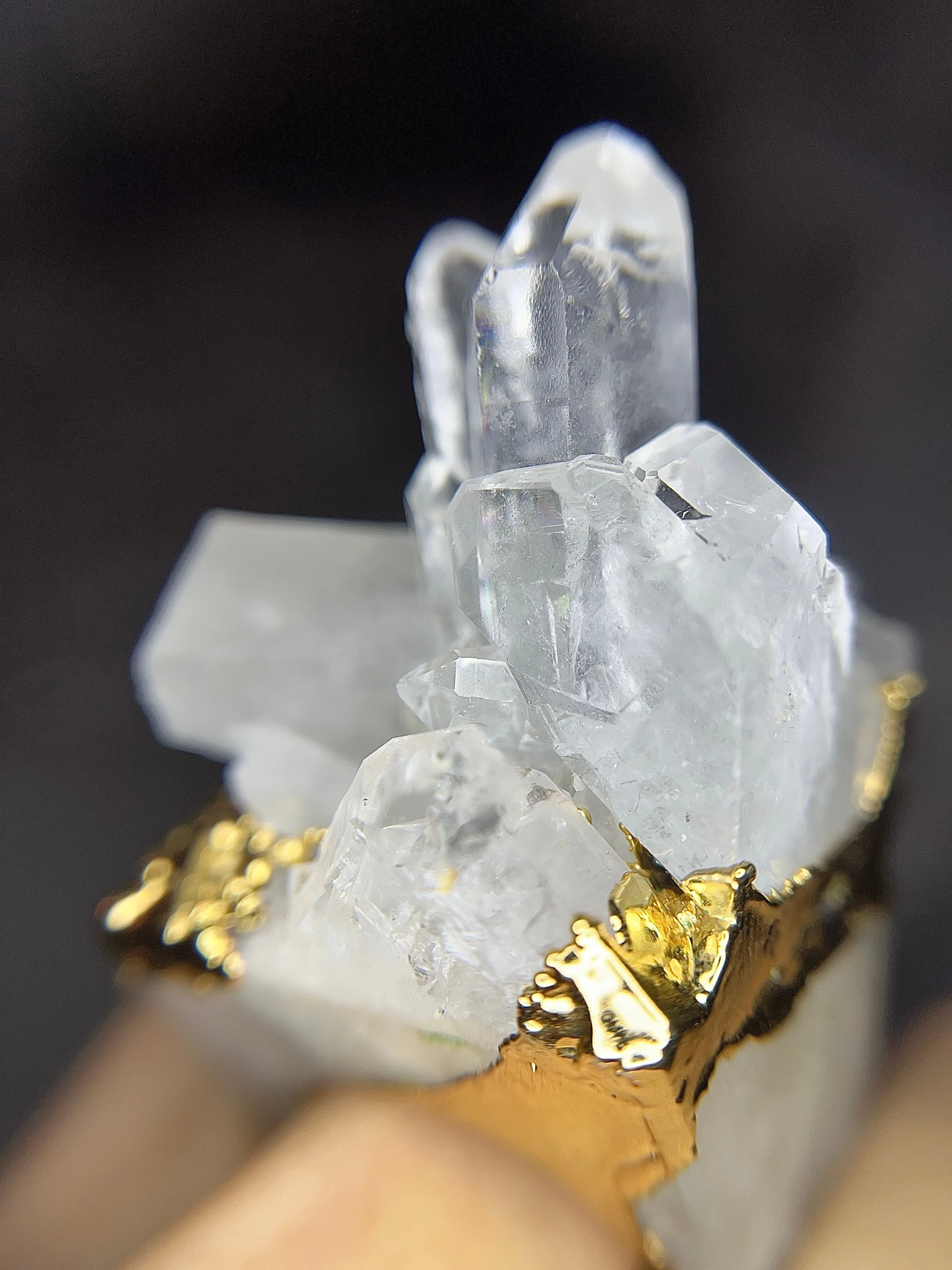 Lava gold carved QUARTZ ring