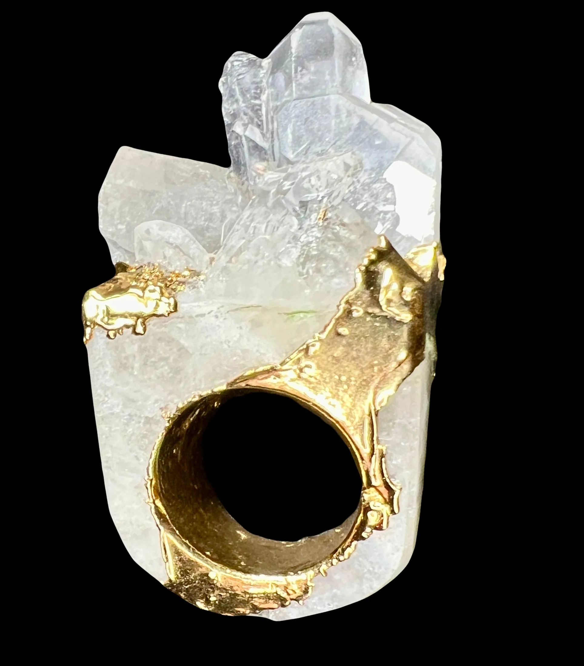 Lava gold carved QUARTZ ring