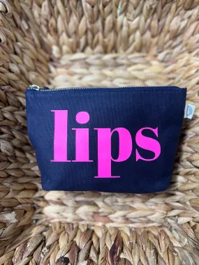 Makeup Bag Navy with Lips