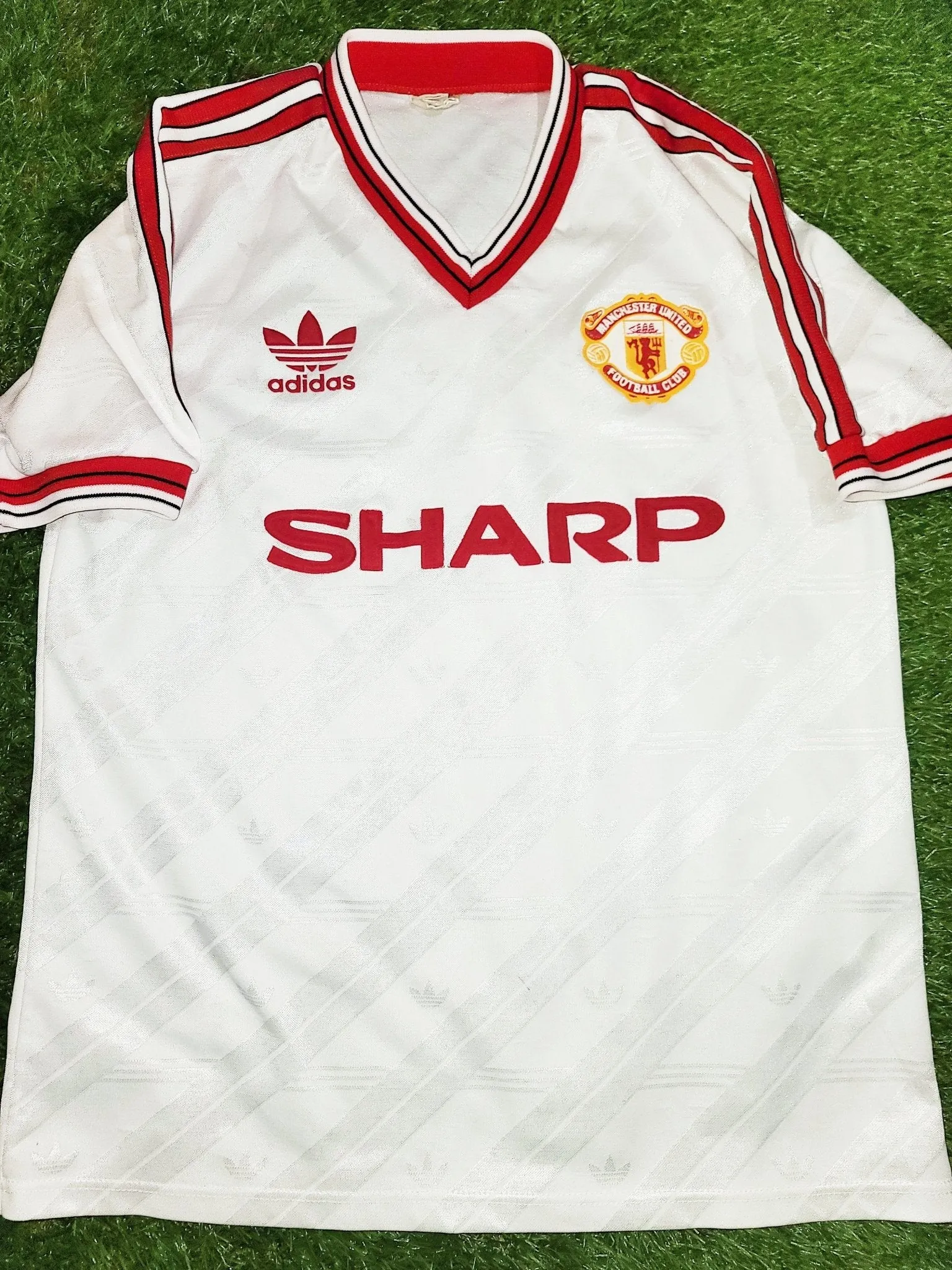 Manchester United Adidas 1986 1987 1988 White Away Jersey Shirt M