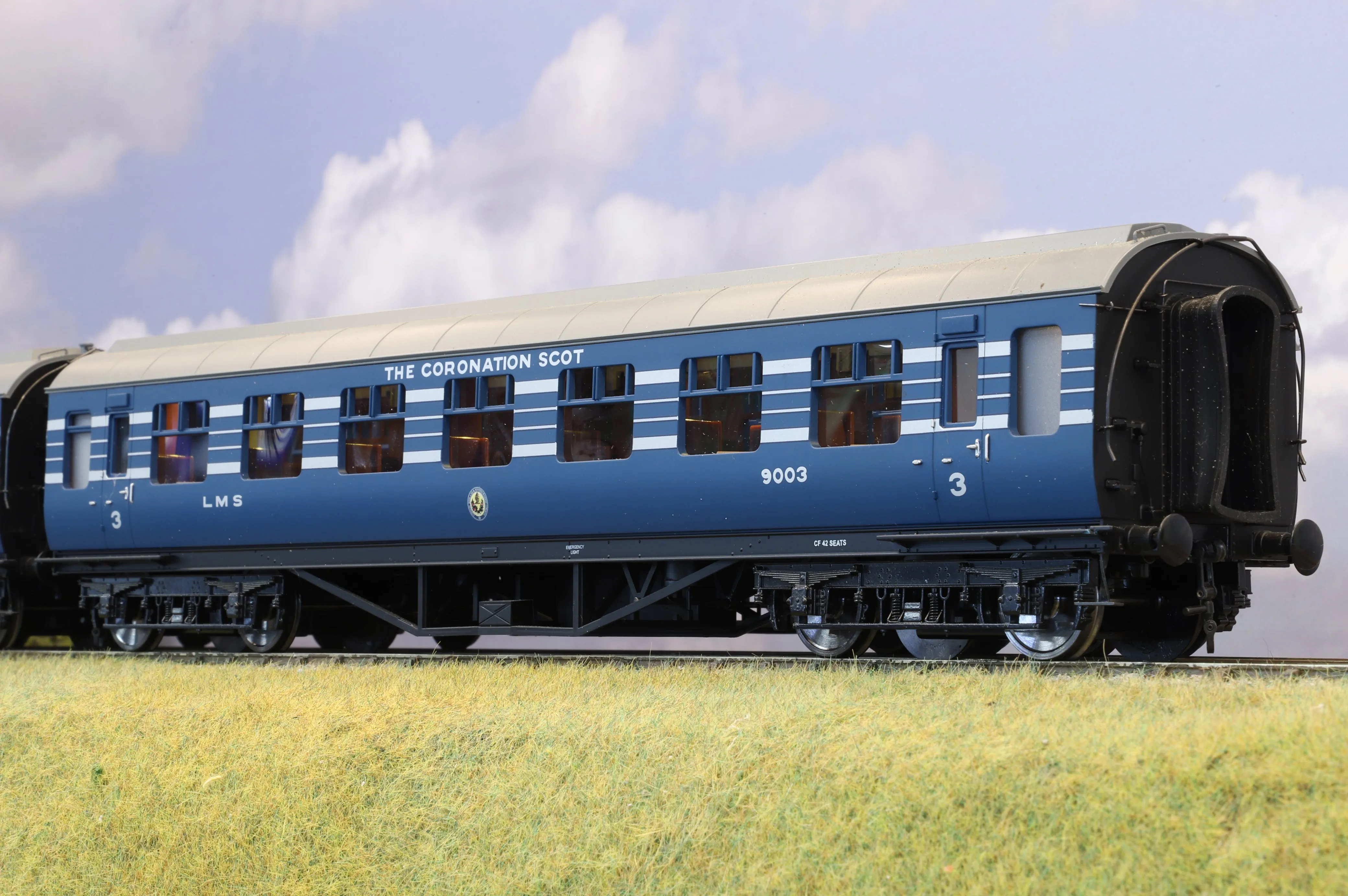 Streamlined Blue 4-Car LMS Coronation Scot Coach Set in MTH Finescale O Gauge