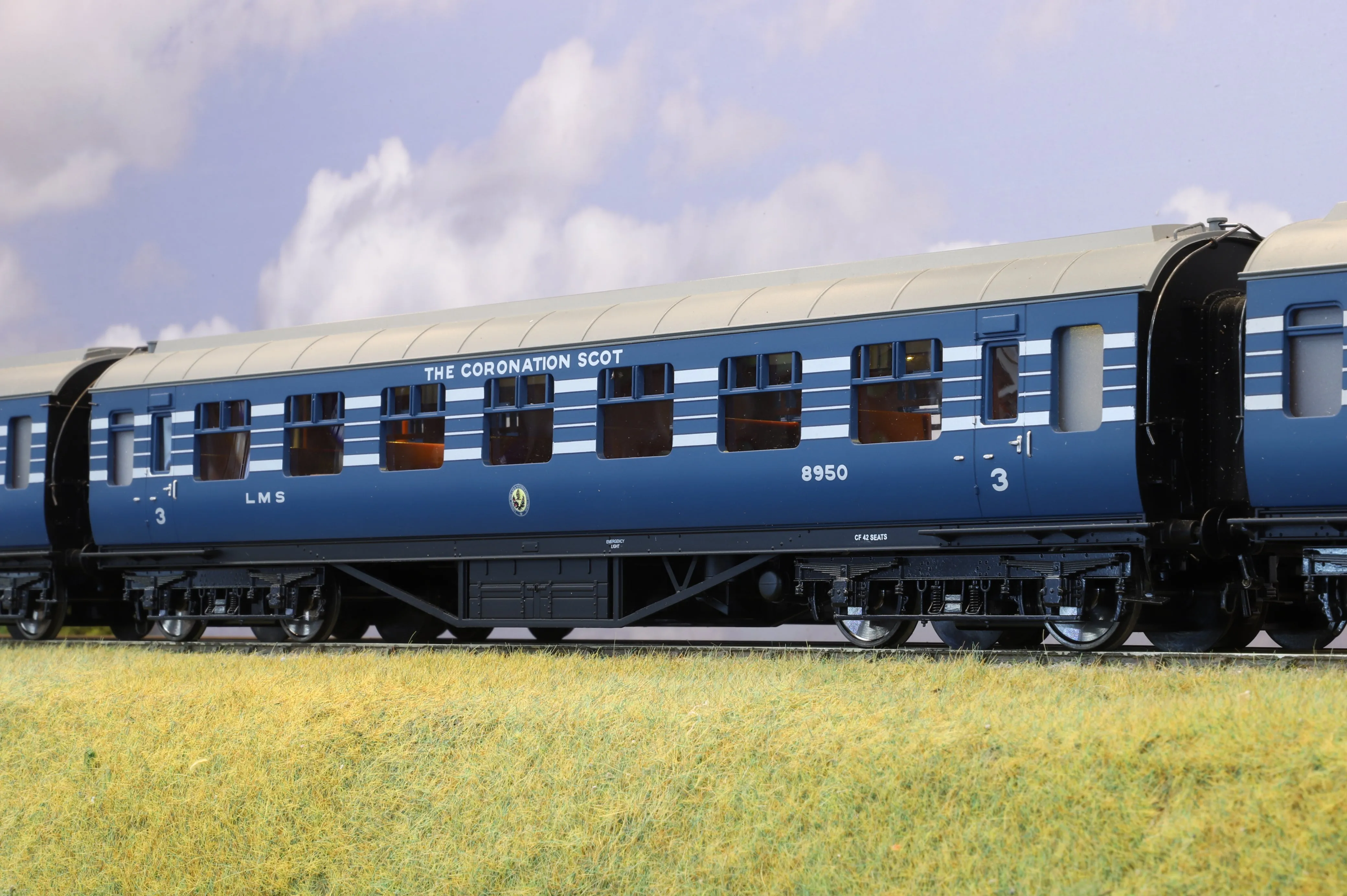 Streamlined Blue 4-Car LMS Coronation Scot Coach Set in MTH Finescale O Gauge