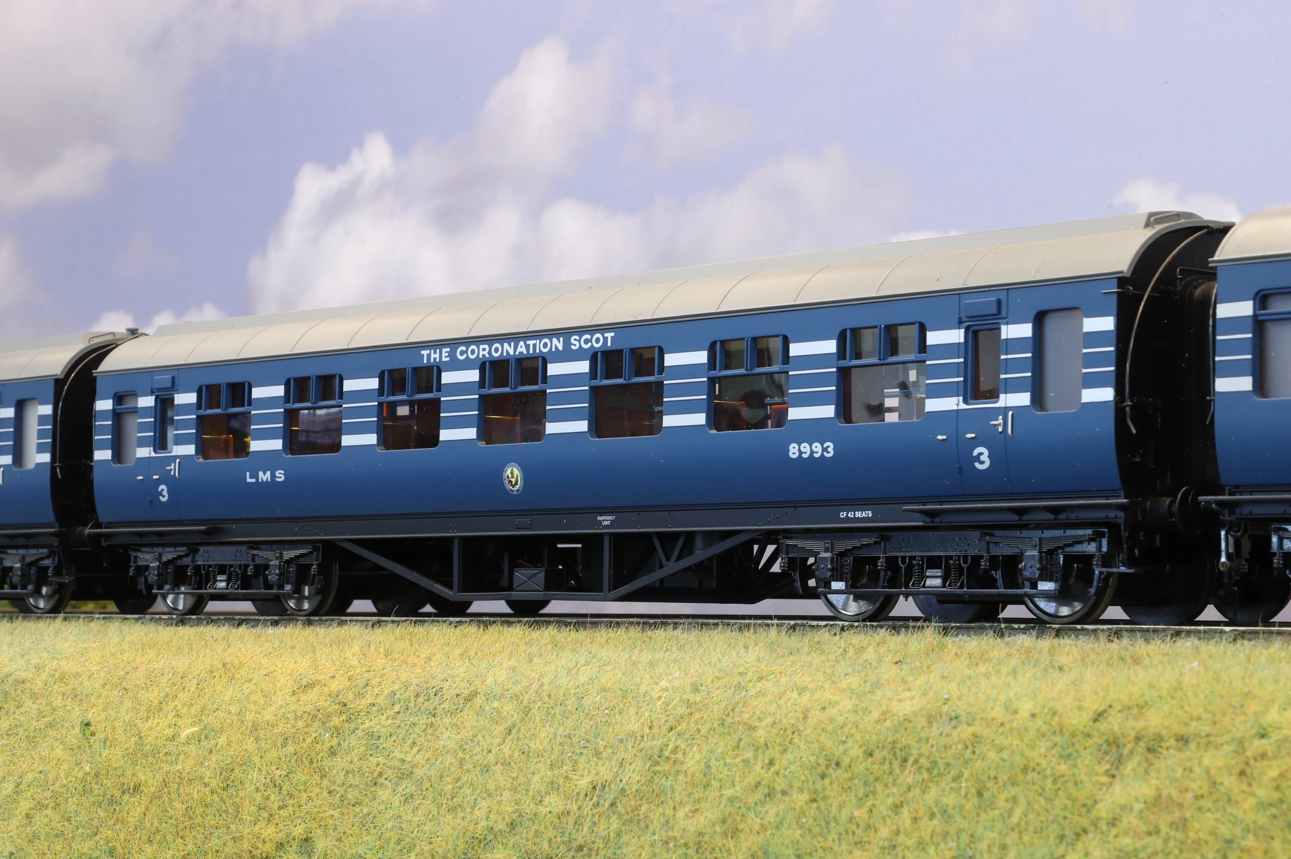 Streamlined Blue 4-Car LMS Coronation Scot Coach Set in MTH Finescale O Gauge