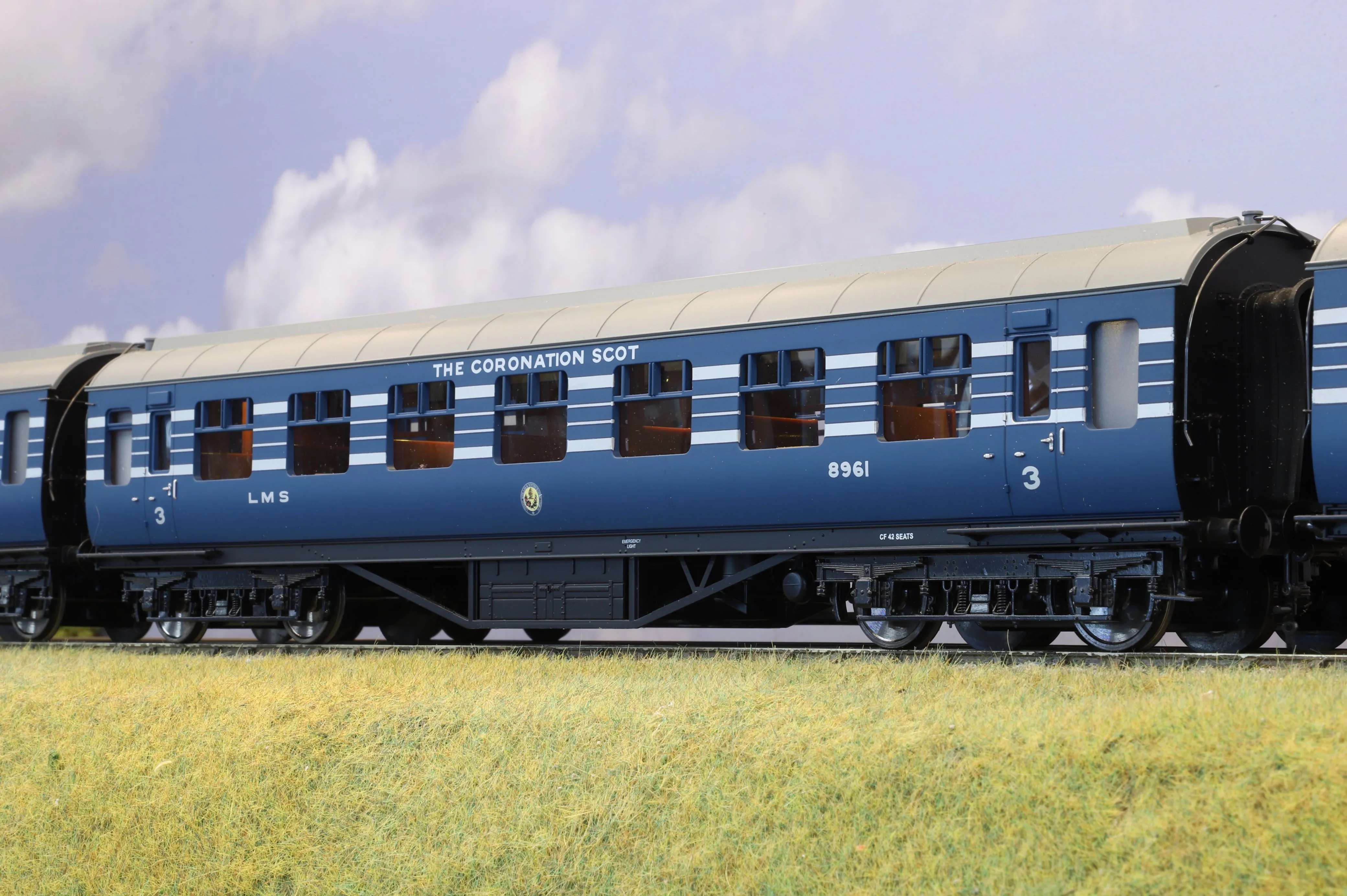 Streamlined Blue 4-Car LMS Coronation Scot Coach Set in MTH Finescale O Gauge