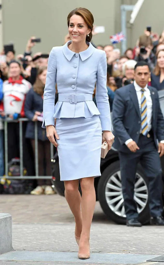 pale blue pencil dress - Kate Middleton inspired