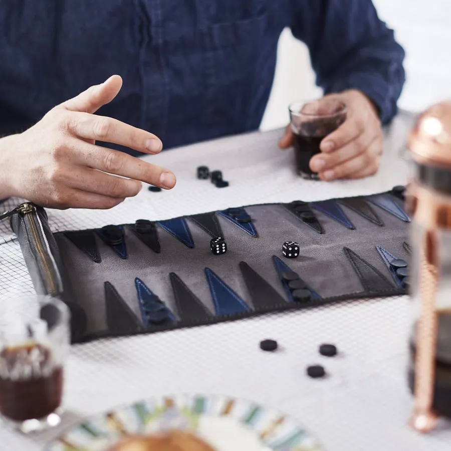 Personalised Leather Travel Backgammon Set