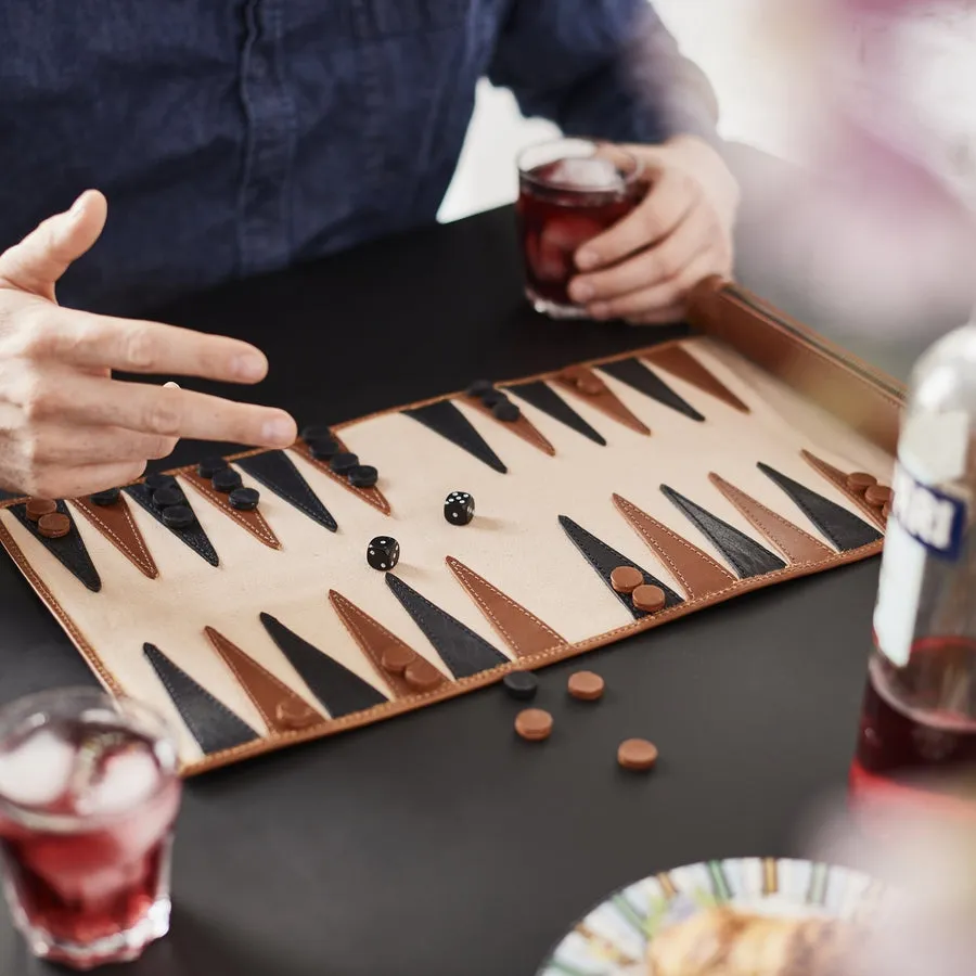 Personalised Leather Travel Backgammon Set