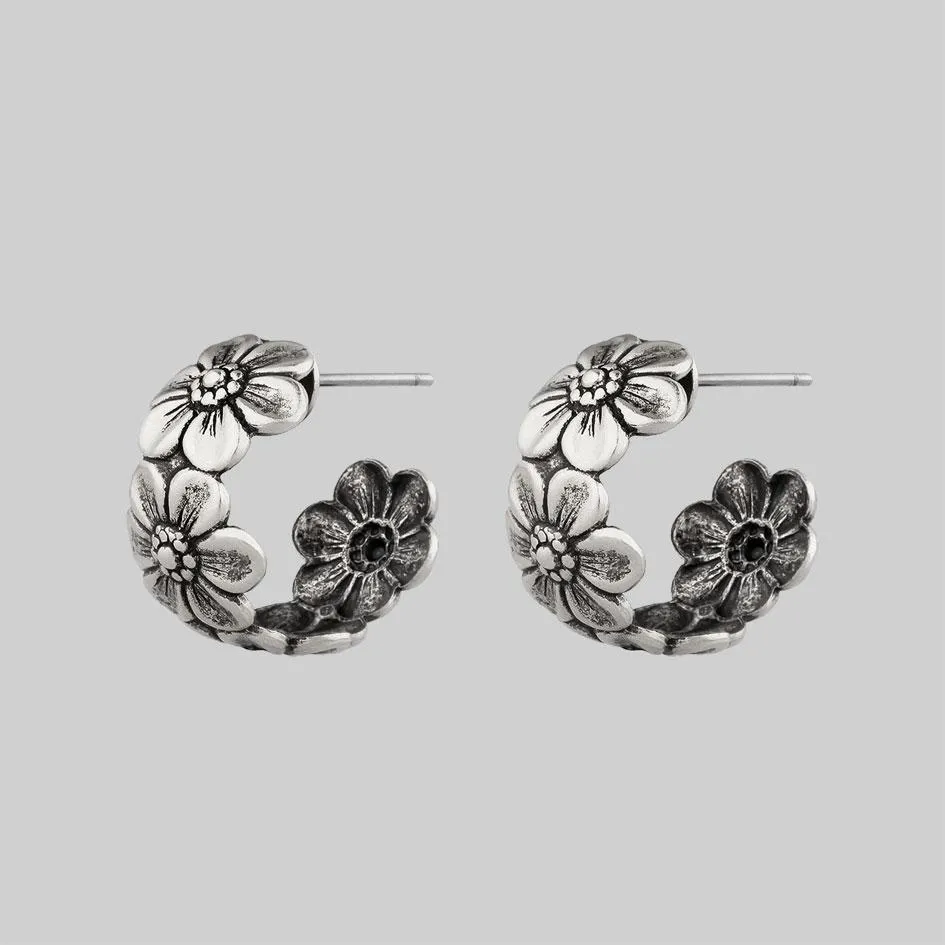 PURITY. Daisy Chain Hoop Earrings - Silver