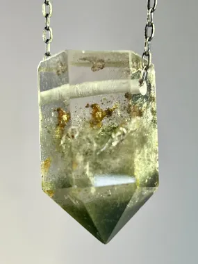 Quartz Crystal with Amphibole and Chlorite Inclusions Necklace