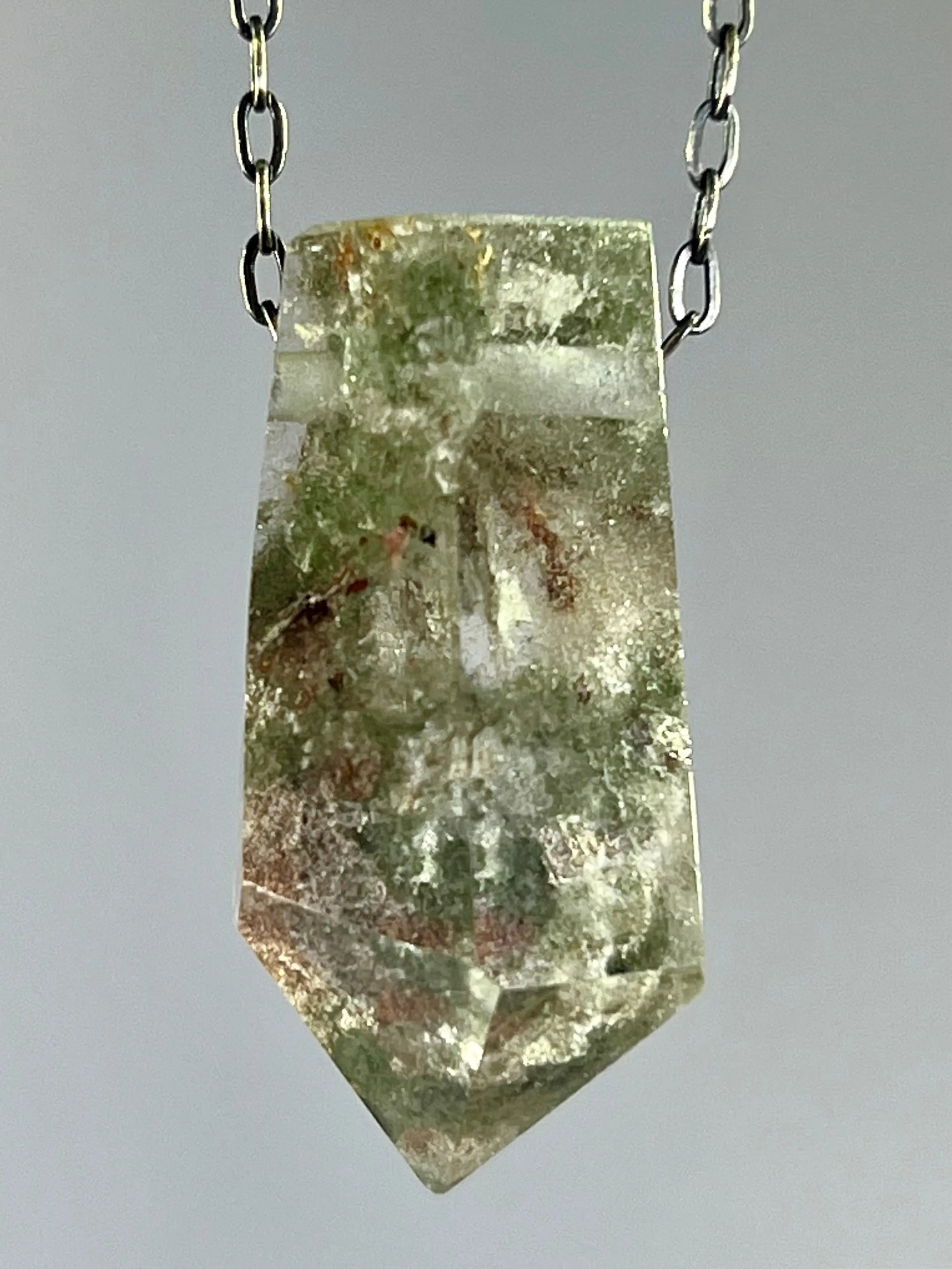 Quartz Crystal with Amphibole and Chlorite Inclusions Necklace