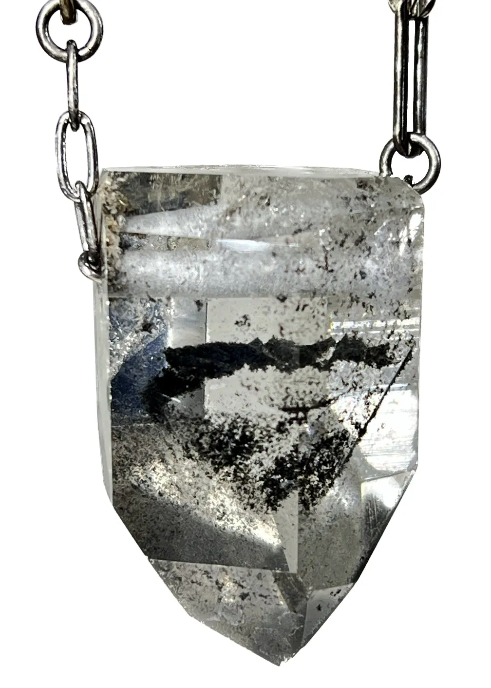 Quartz Crystal with Chlorite Phantom Pyramid Inclusions Necklace