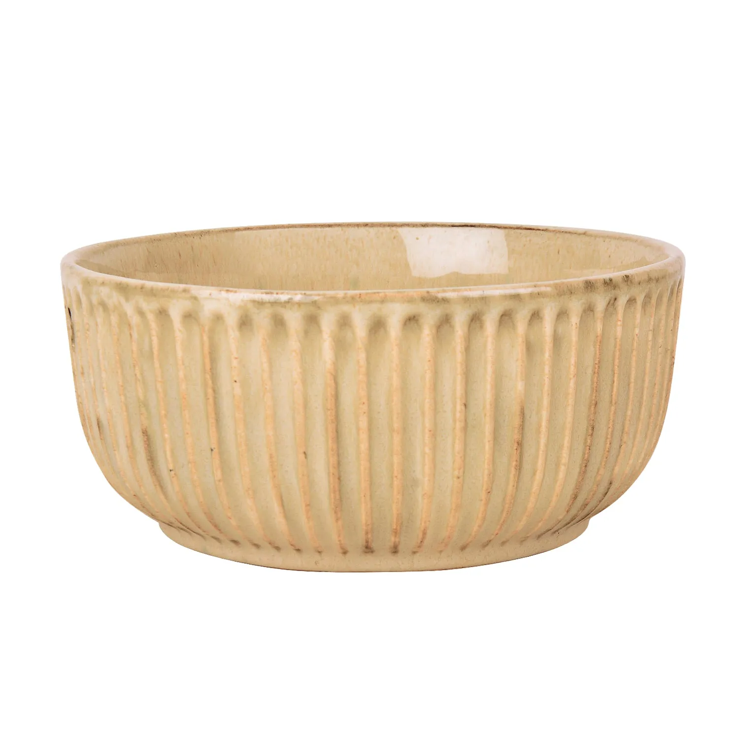 "Dazzling Riviera" Studio Pottery Ribbed Ceramic Serving Bowl (Ivory, Diameter – 7 inches, 1500 ml)