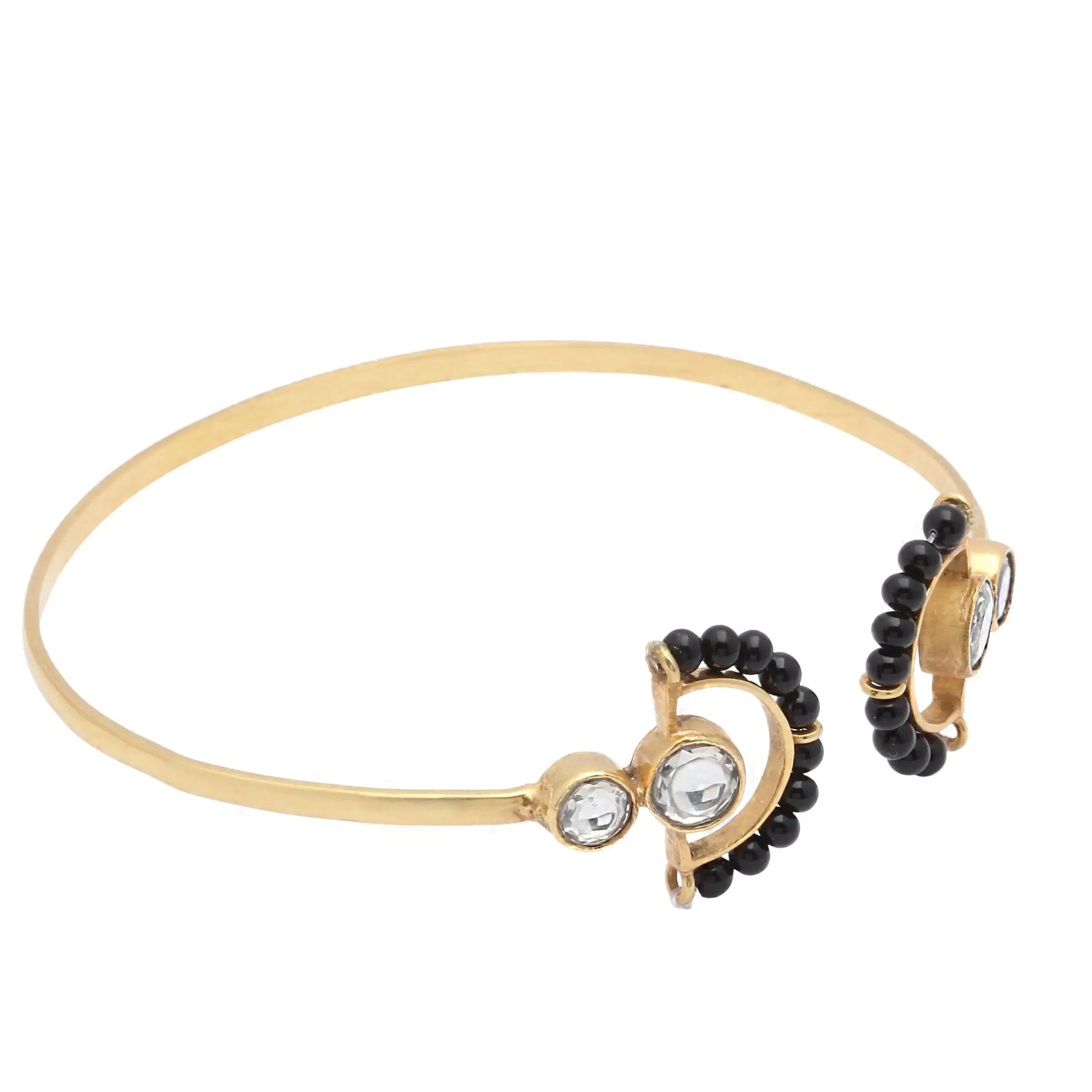 Rococo black bead mangalsutra cuff