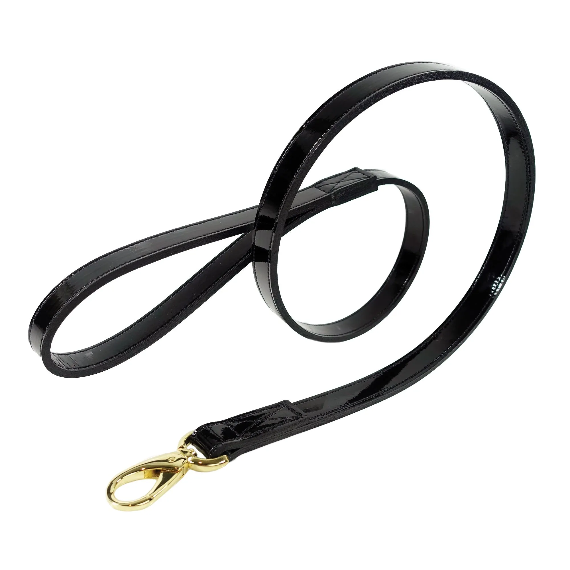 Royal Dog Leash in Black Patent & Gold