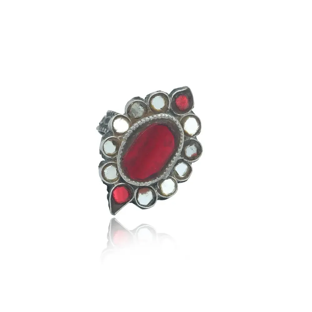 Silver 92.5 Red Stone Ring