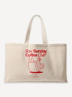 Slow Sunday Coffee Club Oversized Canvas Bag