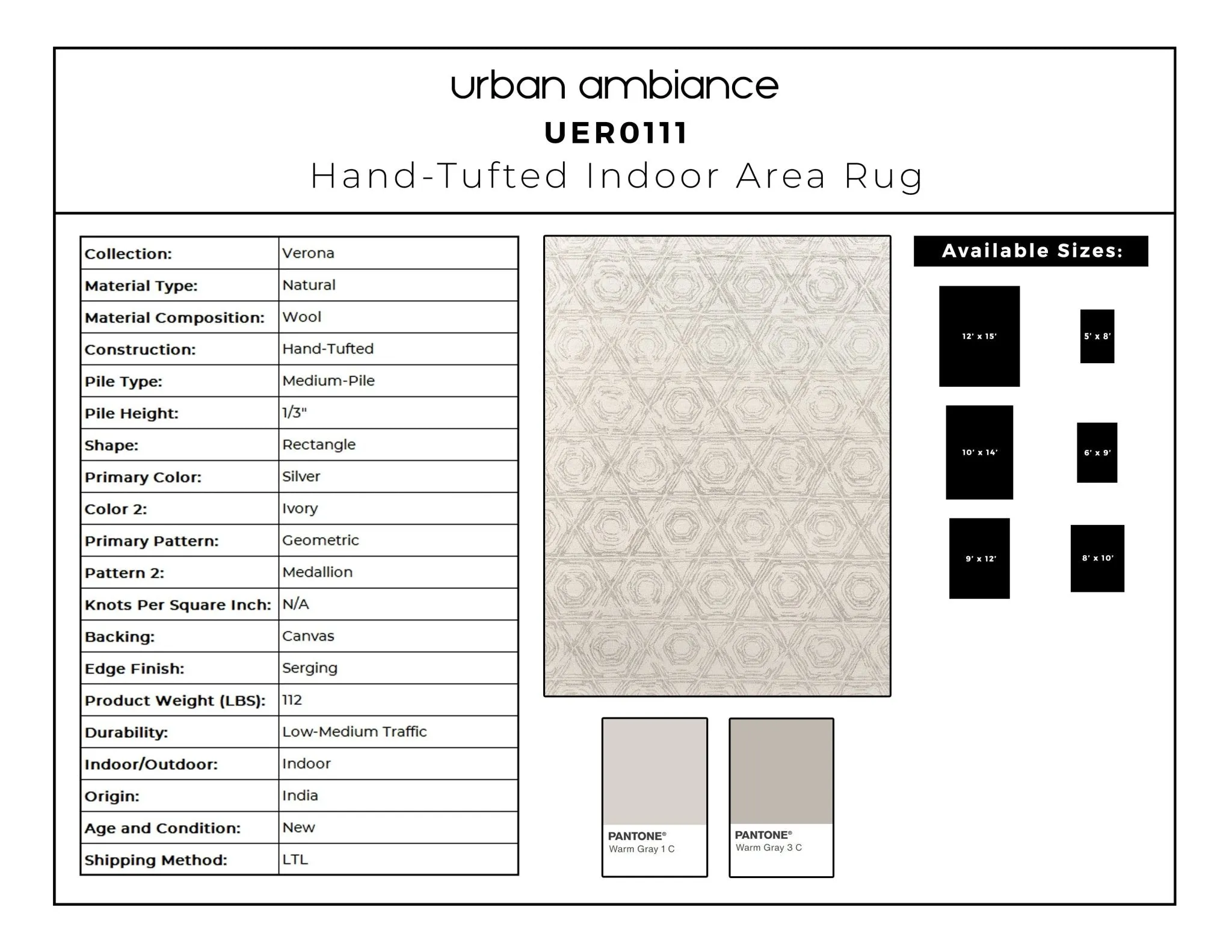 UER0111 Luxury Hand-Tufted Natural Medium-Pile Rug