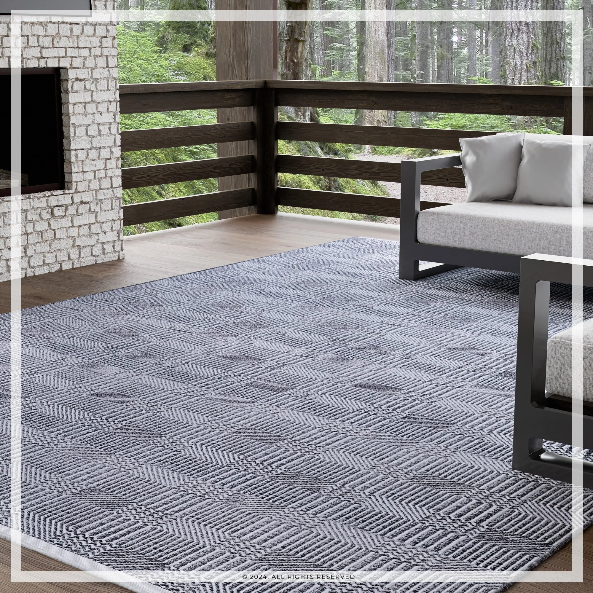 UER0182 Luxury Flat-Weave Synthetic Medium-Pile Rug