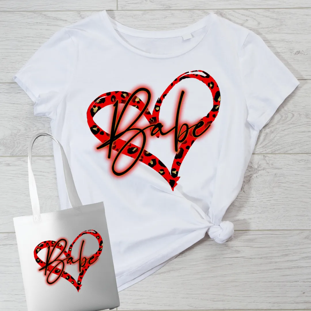 Valentine's Day-Red Babe Shirt with Matching Tote