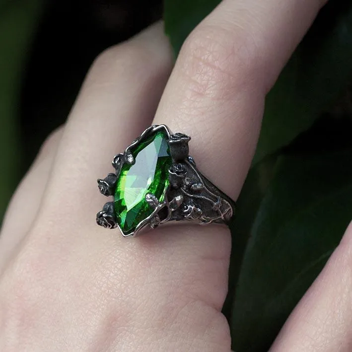 VERIDIAN. Dark Foliage Green Crystal Ring