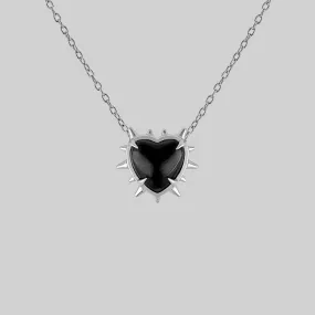 VOID. Spiked Black Glass Heart Necklace - Silver