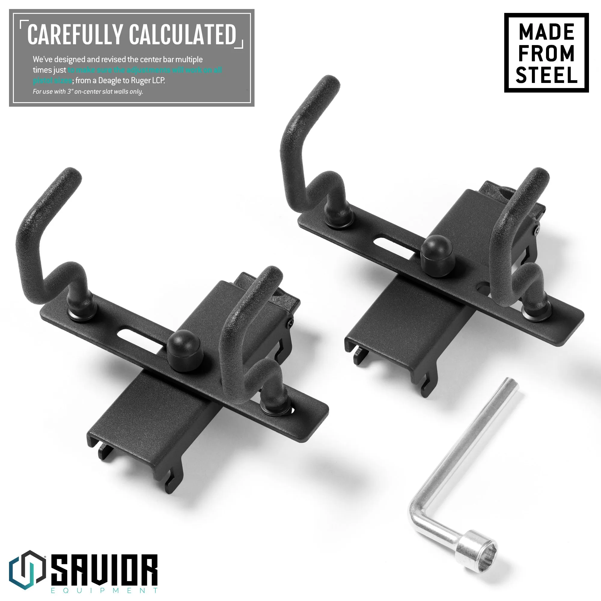 Wall Rack System - Adjustable Pistol Hangers - 2 Pack