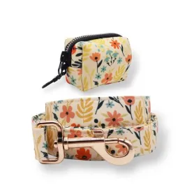 Yellow Floral Unbreakable Leash™   Poop Bag Set